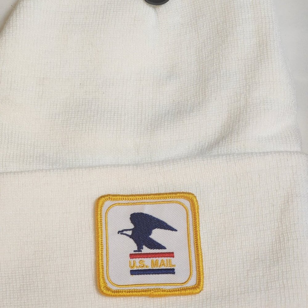 U.S. MAIL Patched Knit Cuffed Beanie in White